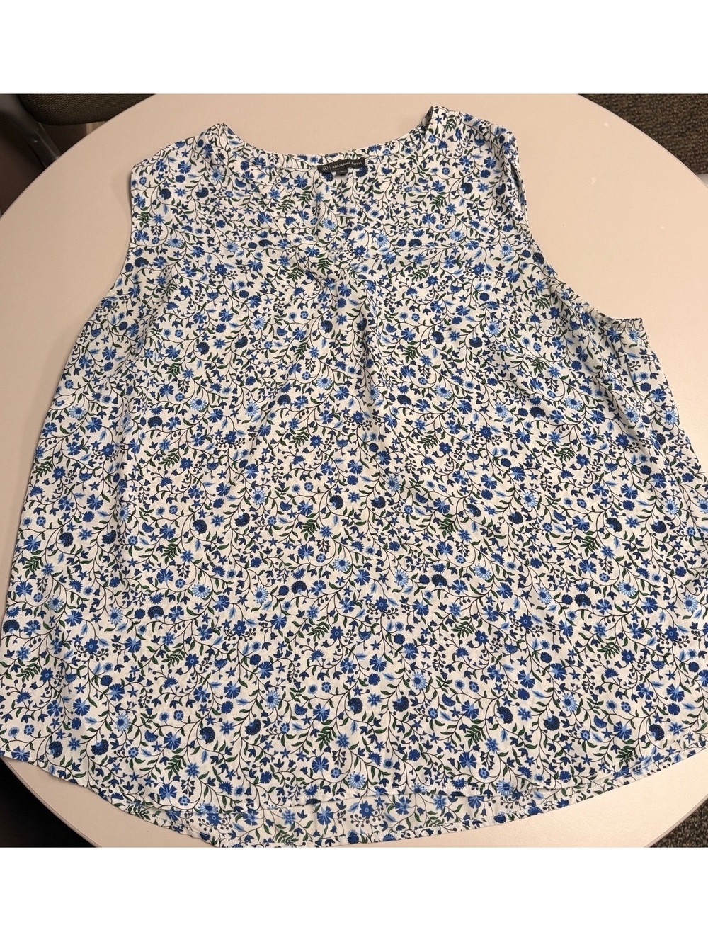 Adrianna Papell Blue Floral Sleeveless Blouse Women’s 2X